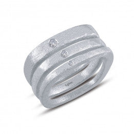 Set of 3 Squared, Brushed Finish Rings - Lafonn R0221CLP