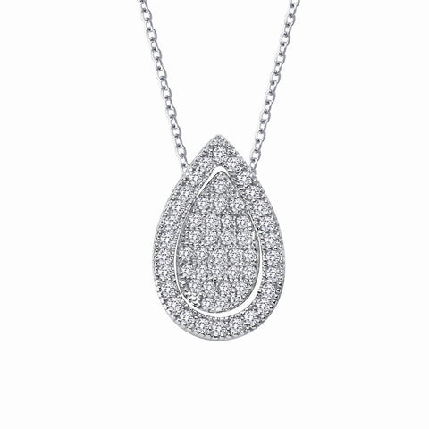 Pave Pear Shape Necklace W/ Halo - Lafonn P0118CLP18