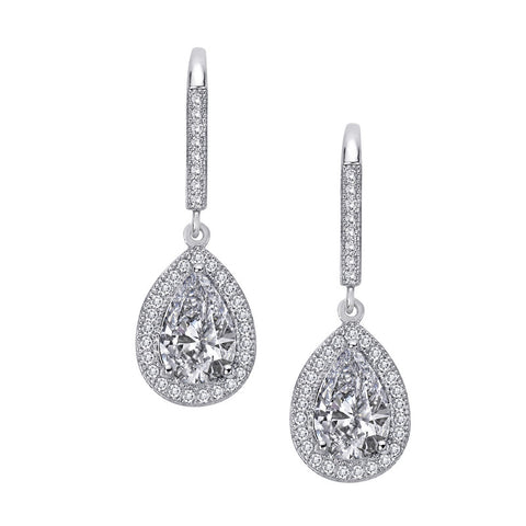 Pear Halo Drop Earrings - Lafonn E0074CLP00