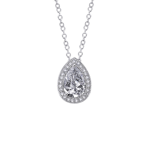 Pear Shape Halo Necklace - Lafonn P0055CLP18